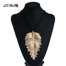 Женское массивное ожерелье LZHLQ, массивное металлическое ожерелье с большим листом, эффектные украшения в натуральном стиле 2024 - купить недорого