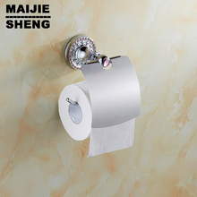 Free shipping Pink crystal Toilet Paper Holder,Roll Holder,Tissue Holder,Solid Brass Chrome Bathroom Accessories Products 2024 - buy cheap