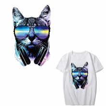 Iron on Music Cat Patches for Clothing Heat Transfer Vinyl Stickers Print on T-shirt Dresses Applique Animal Patch Thermal Press 2024 - buy cheap