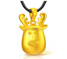 Authentic Solid 24k Yellow Gold Pendant / 3D Carved Lovely Deer Pendant/ 3.78g 2024 - buy cheap