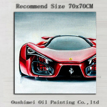 Professional Artist Handmade High Quality Modern Wall Artwork Beautiful Red Car Oil Painting On Canvas Modern Car Painting 2024 - buy cheap