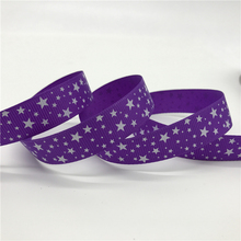 Cinta de grogrén con estampado morado de estrellas, lazo para el pelo de 5/8 pulgadas (15mm), decoración de Navidad y boda, artesanía de costura DIY, 5 yardas/lote 2024 - compra barato