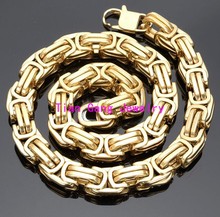 7 "-40" elegir alto pulido 316L Acero inoxidable 15 MM oro Byzantine cadena collar Heavy New Men joyería de 2024 - compra barato