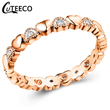 CUTEECO 2019 Luxury Rose Gold Love Heart Zircon Engagement Rings For Women Crystal Wedding Rings Jewelry Gifts Anillos 2024 - buy cheap