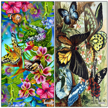 Pintura 3d diy com diamante de animal de bordado, mosaico de flores e borboletas com ponto de cruz em strass completo, bordado, decoração de casa 2024 - compre barato
