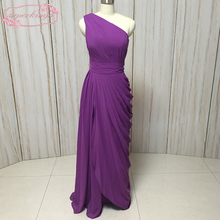 SuperKimJo purple bridesmaid dresses one shoulder pleat draped chiffon a line long maid of honor dresses wedding party dresses 2024 - buy cheap