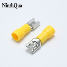 20pcs 6.3mm Crimp Terminal 6.3 Female Pre-insulated Electrical Connectors for 12AWG - 10AWG Wire /4-6mm2 Cable IMax=24A 2024 - buy cheap