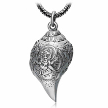 Pingente de buda masculino s990 prata esterlina, colar com concha deus da riqueza, joias finas fp35 2024 - compre barato