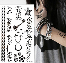3 листа, временная татуировка, Арабская татуировка, наклейка, звезда, цветок, ключ, узор, татуировка, временная татуировка для женщин 2024 - купить недорого
