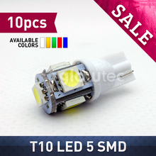 WHOLESALE 10pcs T10 5SMD 5050 LED 12V Car LED Light 5050 led BULB LIGHT T10 W5W 194 5 SMD WHITE RED BLUE GREEN GLOWTEC 2024 - buy cheap