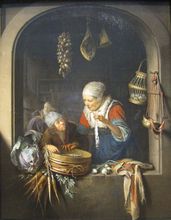 Classic Figure Canvas Oil Painting for Wall Decor An Old Woman and a Boy with Herring Painting by Hand Hand Painted 2024 - buy cheap