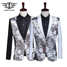 Plyesxale Floral Sequin Blazer Men 2019 Paillette Blazer Jacket Elegant Nightclub Blazers Hombre Prom Stage Singer Costume Q592 2024 - buy cheap