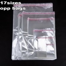 Wholesale 17 sizes small Big ones Self adhesive seal clear transparent OPP bags, poly plastic jewelry cellphone packaging bags 2024 - buy cheap