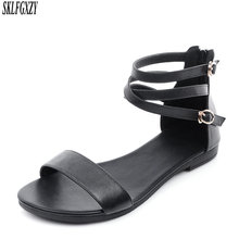 SKLFGXZY-Sandalias de piel auténtica para mujer, zapatos cómodos para la playa, 100%, tallas 32 a 46 2024 - compra barato