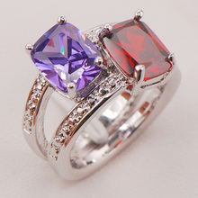 Garnet Purple Crystal Zircon Women 925 Sterling Silver Ring F789 Size 6 7 8 9 10 2024 - buy cheap