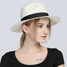 Wome соломенная шляпа с широкополыми полями, Панама для защиты от солнца, элегантная женская шляпа, женская шляпа, кепка-фетра, королева, Пляжная Панама 2024 - купить недорого
