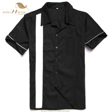 SISHION, винтажная Мужская рубашка, ковбойская, ST109, хлопковая, с коротким рукавом, летняя, черная рубашка, camisa manga curta, мужская рубашка с коротким рукавом 2024 - купить недорого