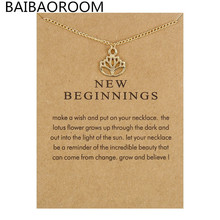 With Card New Arrived New Beginnings Lotus Alloy Chain Pendant Necklace Jewelry 2024 - buy cheap