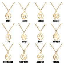 SMJEL 12 Constellation Necklace Jewelry Zodiac Sign Necklaces Pendants Birthday Gifts for Women and Girls Round Necklace femme 2024 - buy cheap