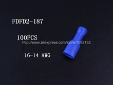 100Pcs Blue Vinyl Full insulation terminals Insulated Female Spade Crimp Connector FDFD2-187 For 16-14 AWG Wire 1.5-2.5mm2 2024 - buy cheap