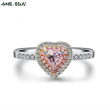 Mhs. sun charmes mulheres joia de zircônio cúbico amor coração anéis rosa pedra de cristal cz de luxo anéis para mulheres presente de dia dos namorados 2024 - compre barato