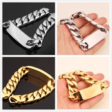 Corrente e pulseira de aço inoxidável, bracelete de 8.66 "de aço inoxidável, prateado, dourado, marca d, cubana, motociclista, para homens 2024 - compre barato
