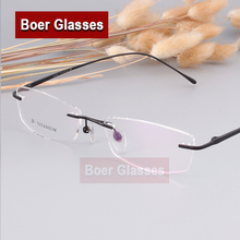 Pure Titanium Eyeglasses Men Frames Rimless Glasses Myopia Spectacle Optical Prescription1029 (52-18-135) 2024 - buy cheap