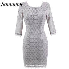 Samuume Elegant Women Lace Printed Pencil Dresses New Arrival High Waist Office Lady Sheath Wrap Party Dress Female G1801354 2024 - buy cheap