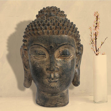 Estatua budista de Tailandia, decoración de muebles para el hogar, artesanía, Cabeza de Buda, al sudeste de Asia, hotel, sala de estar 2024 - compra barato