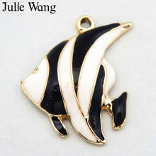 Julie Wang 8PCS Enamel Black White Tropical Sea Fish Alloy Charms Jewelry Handcrafts Bracelet Earrings Making Pendant Accessory 2024 - buy cheap