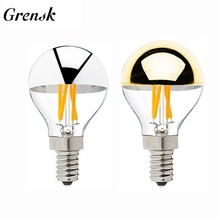 Grensk E14 Led Filament Dimmable Sliver Light Bulb G45 Gold Mirror Top Retro Globe Lamp 4W Led Edison Bulbs E12 Warm White 2700K 2024 - buy cheap