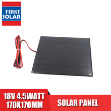 Painel solar de 18v dc 4.5w com fio, faça você mesmo, módulo de carregamento de bateria 12v, célula solar com fio de brinquedo 2024 - compre barato