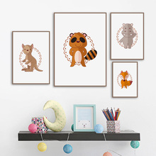 Cartoon Animal Panda Hippo Fox Scandinavian Nordic Poster and Prints Wall Art Canvas Printing Wall Pictures Baby Kids Room Decor 2024 - buy cheap