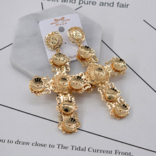 Frete grátis joias barrocas brincos grandes para casamento ouro cruz pendentes para mulheres marca pérola cristal brinco pendurado 2024 - compre barato