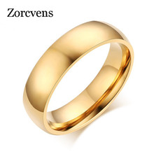 ZORCVENS New Fashion Gold and Silver Color High polished Stainless Steel Wedding Ring for Man Woman 2024 - buy cheap