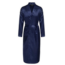 Navy blue Long Sleeve Chinese Men Rayon Robes Gown New Male Kimono Bathrobe Sleepwear Nightwear Pajamas S M L XL XXL 2024 - buy cheap