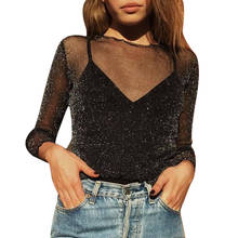 2020 Summer Mesh CropTops Women See Through Short T-Shir Long Sleeve Tees Feminina Transparent Sexy Shirts Chemise Femme Blusas 2024 - buy cheap