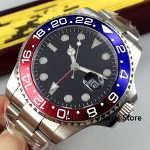 Sapphire Glass BLIGER 43mm Black Sterile Dial Blue Red Bezel GMT Function Luminous Marks Automatic Movement Men's Watch B299 2024 - buy cheap