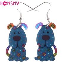 Bonsny Drop Dog Hot Brand Earrings Acrylic Pattern Long Dangle Earrings Fashion Jewelry For Women 2015 News Girls Accessories 2024 - buy cheap