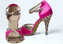 Туфли для латинских танцев, розовые, зеленые, леопардовые, с открытым носком 2024 - купить недорого