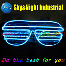 Free shipping Ice blue el glasses El Wire Fashion Neon LED Light Up Shutter Shaped Glow Rave Costume Party DJ Bright SunGlasses 2024 - buy cheap