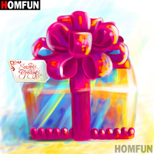 HOMFUN-pintura de diamante redondo/cuadrado completa, cuadro artesanal 5D, "caja de regalo de dibujos animados", 3D bordado de diamantes, punto de cruz, decoración del hogar A19699 2024 - compra barato