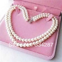 Exquisite 2 Rows 7-8mm White Pearl Necklace 2024 - buy cheap