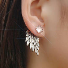 New Fashion Brincos Imitation Crystal Flower Bow Leaf Angel Wings Geometry Stud Earrings for Women Jewelry Bijoux 2024 - buy cheap