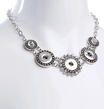 Snap jewelry 3 buttons necklace Women's Fashion snap Necklace Antique Silver plated diy pendant necklace jewelry 2024 - купить недорого