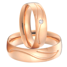 Anniversary alliances anel  rose gold color titanium steel jewellery wedding bands promise rings sets for couples 2024 - buy cheap