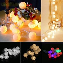 1.3m 10 LEDs Cotton Ball Copper Wire Fairy String Light battery Operated Night Light for Xmas Festival Wedding Party Decor 2024 - buy cheap