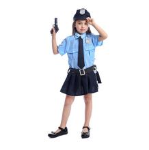 Cute Girls Halloween Tiny Cop Police Officer Playtime Cosplay Costume Kids Blue Coolest Police Uniform Carnaval Cosplay Costume 2024 - buy cheap