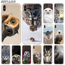 Lindo teléfono casos de silicona suave para iPhone 11 Pro X XS X Max XR 6S 6 7 8 Plus 5 4S SE búho nevado Animal Coque caso 2024 - compra barato