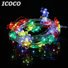 ICOCO 2M 20 LEDs Sun Flower String Light Battery Operated Copper Wire Light String Home Decor Romantic Wedding Party Fairy Light 2024 - buy cheap